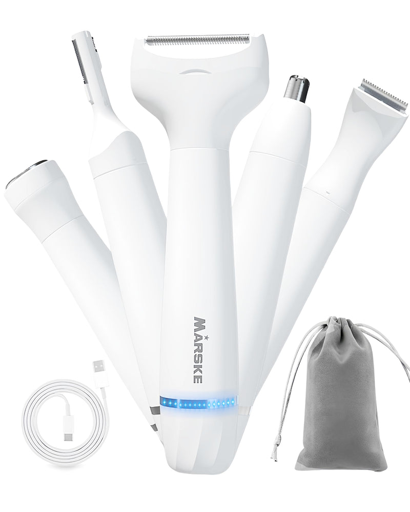 [Australia] - 5 in 1 Facial Hair Removal and Bikini Hair Trimmer for Women, Nose Eyebrow pubic Hair Trimmer,Replaceable Electric Razors, Waterproof Electric Shaver Easy Cleaning, Women's Grooming Kit 