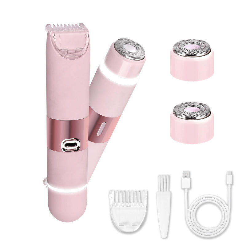 [Australia] - Electric Bikini Trimmer for Women, Electric Razors for Women Glow Aura Womens Shaver, Quiet Dual Head Waterproof Cordless Rechargeable Painless Trimmer for Underarms, Legs, Body (Pink) Pink 