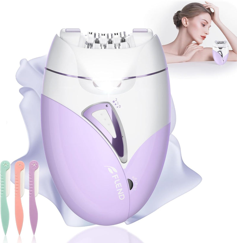 [Australia] - Epilator, Epilators Hair Removal for Women - 2-Speed Epilator with Massage Pad, Rechargeable LED Hair Removal Device for Face/Bikini/Arms/Legs/ Purple 