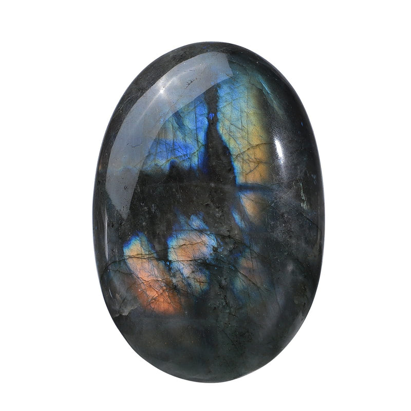 TUMBEELLUWA Polished Labradorite Palm Worry Stone for Stress Relief | 57-98 mm Irregular Thumb Stone, Crystals and Healing Stones for Meditation Yoga Spiritual Practices, Reiki Gift for Women Men Blue 301-350 g