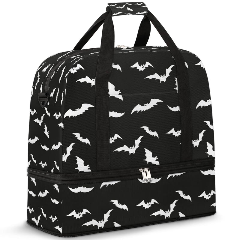 Halloween Goth Bat Travel Duffle Bags With Shoes Compartment for Women Men Weekender Overnight Bag Foldable Sports Tote Gym Carry On Luggage Handlebag for Travel Yoga Hospital Workout A:01 goth bat