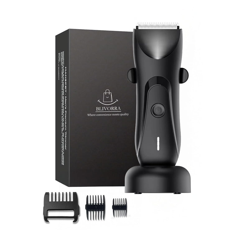 [Australia] - Next Gen Premium Body & Pubic Hair Trimmer – Waterproof Electric Ball Shaver & Groin Hair Clipper with Ceramic Blades – Rechargeable Wet/Dry Trimmer for Men & Women, Chest, Legs, Bikini 