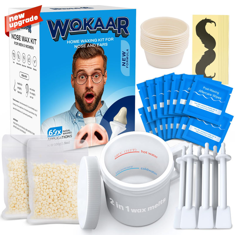 [Australia] - Nose Wax Kit |100g Wax, 30 Applicators | No Microwave Needed | Ear and Nose Hair Removal Waxing Kit for Men and Women | Pre/Post-Waxing Wipes | Mustache| Ear Hair Removar, 5 Weeks Lasting Deluxe Nose Waxing Kit 