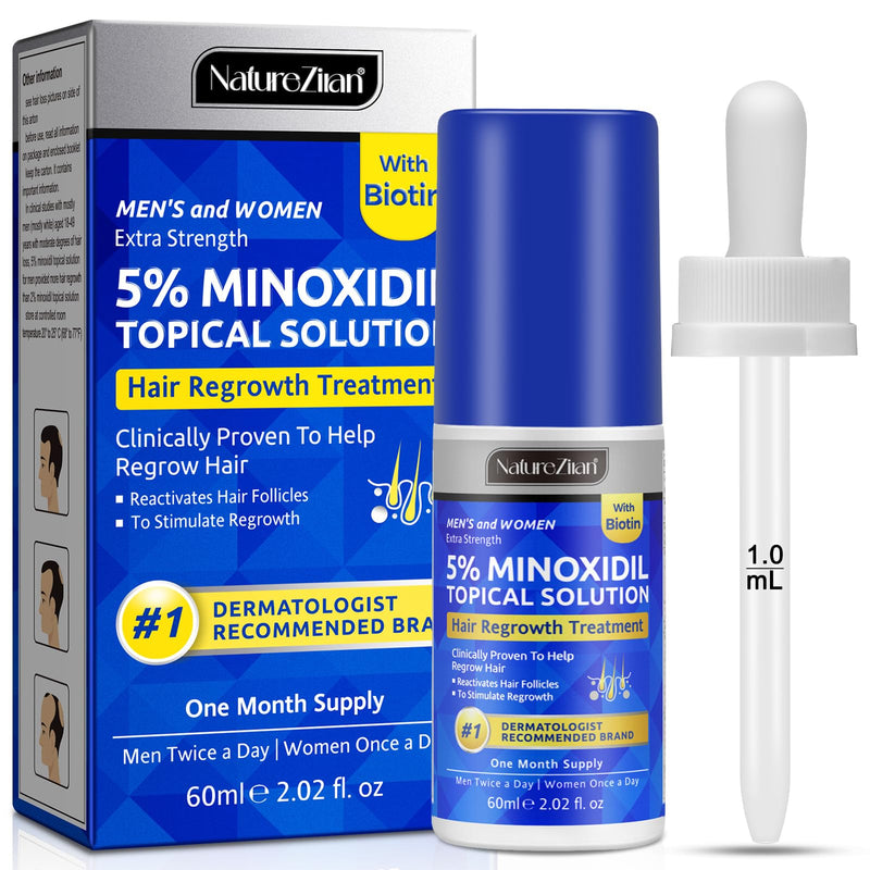Minoxidil for Men-5% Extra Strength Hair Regrowth for Men Treatment-5% Topical Solution-Dropper Applicator Included -Minoxidil for Women-Stop Thinning & Hair Loss (1)