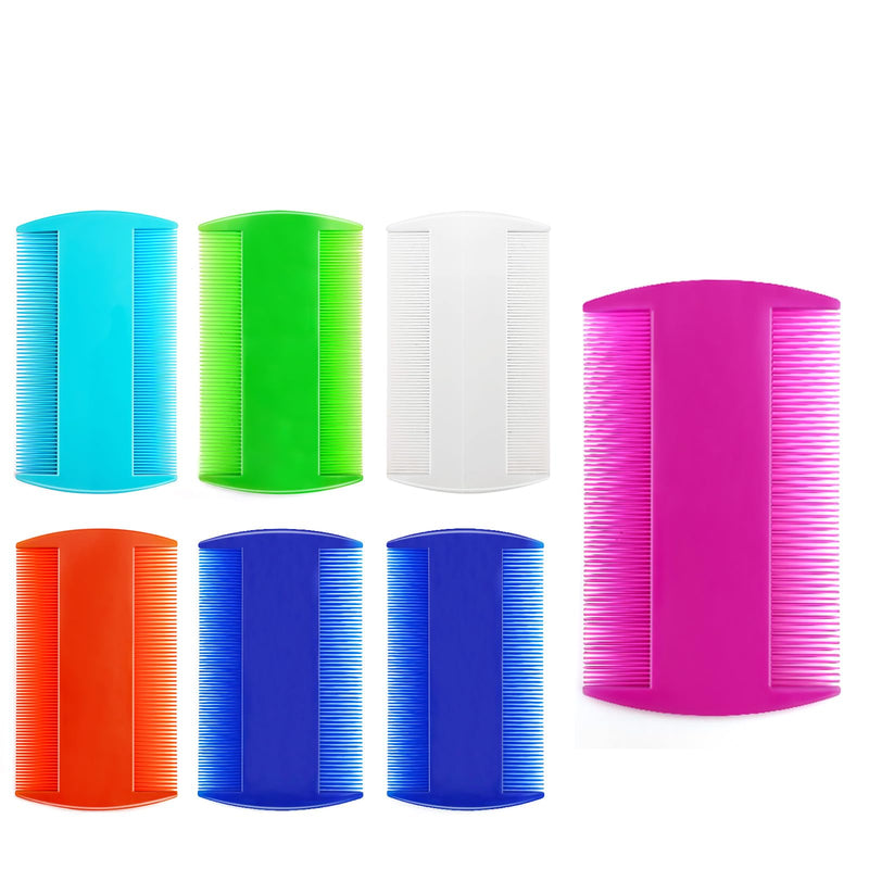 [Australia] - Lice Comb, 7 Pcs Flea Comb, Hair Double Sided Fine Tooth Combs, Removal Dandruff,Plastic Louse Combs and Lice Brush for Head Lice Treatment 