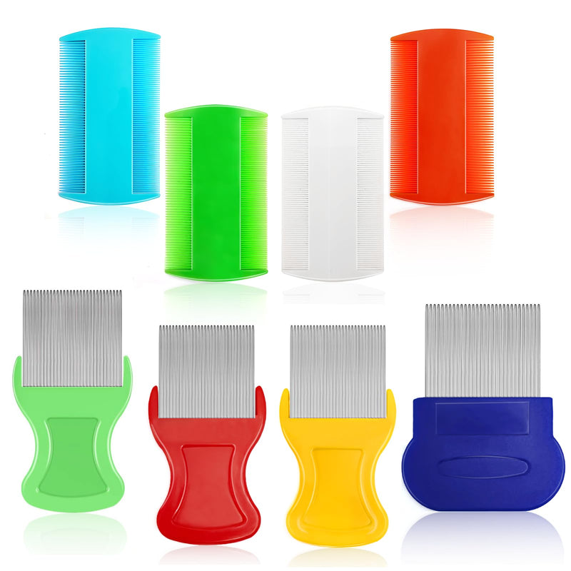 [Australia] - Lice Comb, 8 Pcs Flea Comb, Hair Double Sided Fine Tooth Combs, Removal Dandruff,with Metal Teeth,Stainless Steel Louse and Nit Combs for Head Lice Treatment 