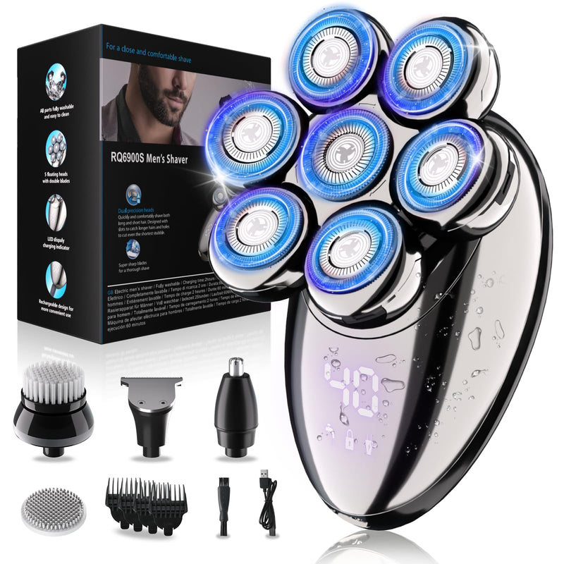 [Australia] - Head Shavers for Bald Men, Electric Razor, IPX8 Waterproof Dry/Wet Bald Head Shaver with 10000 RPM High-Speed Motor, Rechargeable Head Razor with LED Display, USB-C Cable, Perfect for Home & Travel 