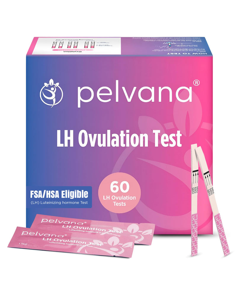 Pelvana Ovulation Test Strips Easy at-Home Fertility Testing Kit (60 Tests) | Identify Peak Fertility Days for a Greater Chance at Conception, 60 LH Ovulation Tests for Women Trying to Conceive Naturally Ovulation Tests - 60 LH