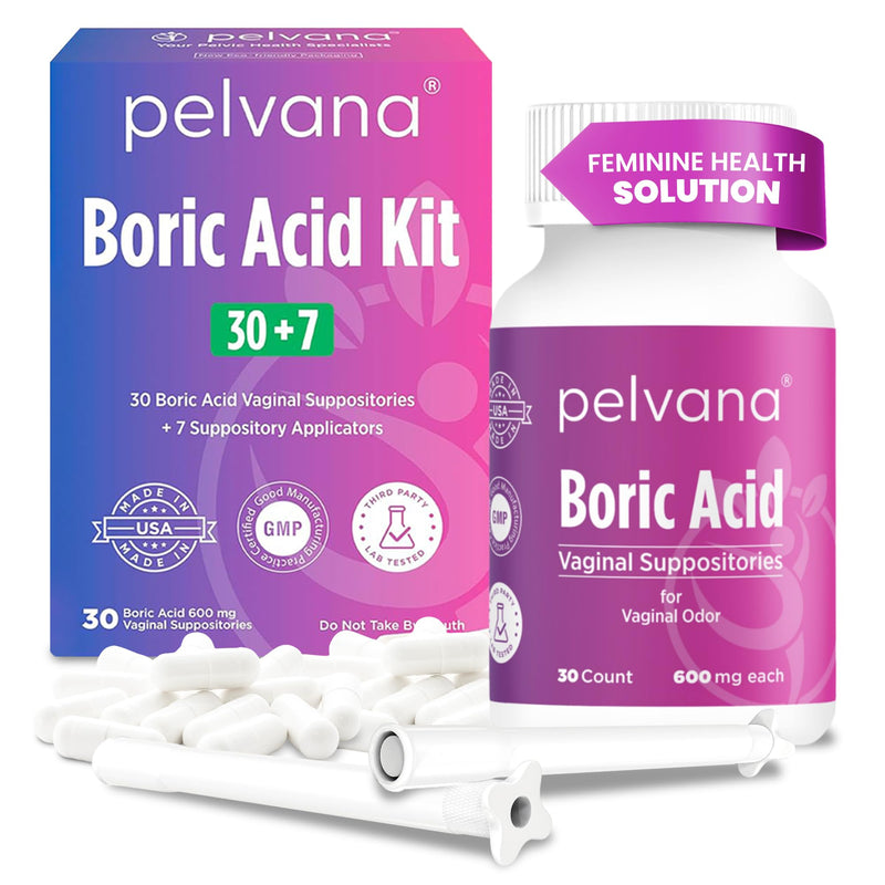 [Australia] - Pelvana Boric Acid Suppositories for Women 30 + 7 Applicators, Total of 37 Piece Kit for Vaginal Odor & Freshness - Third-Party Lab Verified & Bottled in The USA - Feminine Health Odor Solution 30 Count + 7 Applicators 