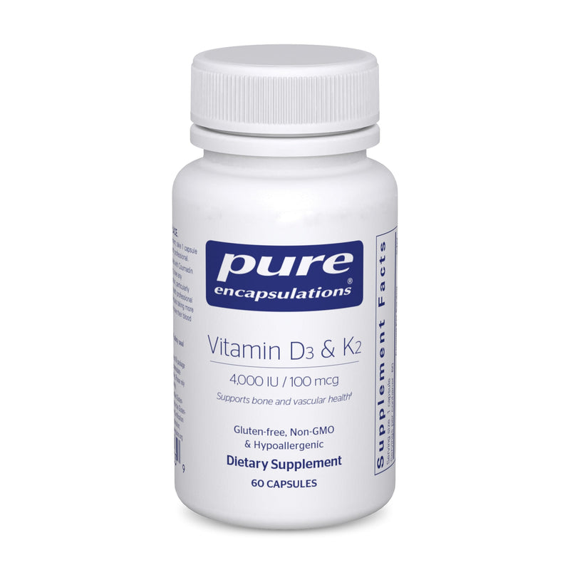 Pure Encapsulations Vitamin D3 & K2, 60 Capsules | Bone and Vascular Health Support*, Immune Function Support*, Gluten-Free, Non-GMO, with Vitamin D3 and K2 60 Count (Pack of 1)