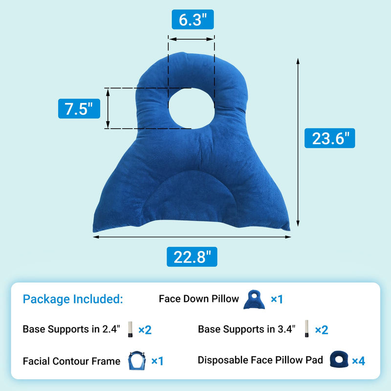 [Australia] - Face Down Pillow for Eye Vitrectomy - Ergonomic Stomach Sleeper Prone Headrest After Eye Procedures, Adjustable Height, 1 Pcs 