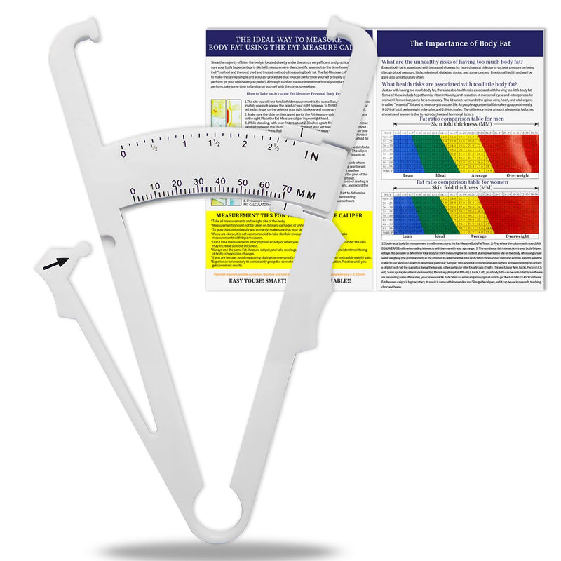 [Australia] - Body Fat Measurement Device,Body Fat Caliper with Body Fat Percentage Measure Chart 