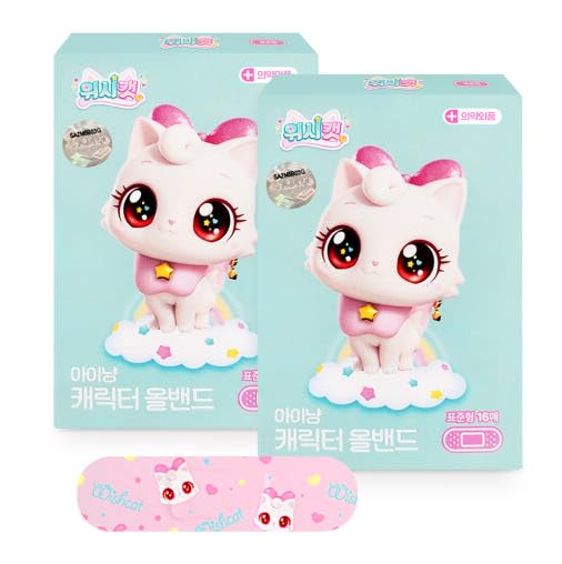 [Australia] - Cute Kitty Adhesive Bandages 2-Pack, 32 Count Total, First Aid Bandages Pink with Cute Character Designs 