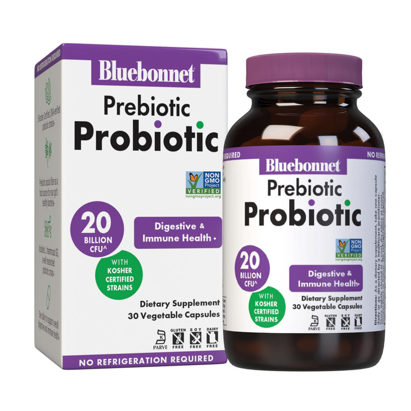 BlueBonnet Nutrition Prebiotic Probiotic 20 Billion CFU | & Immune; Non-GMO, Kosher Certified, Gluten-Free, Soy-Free