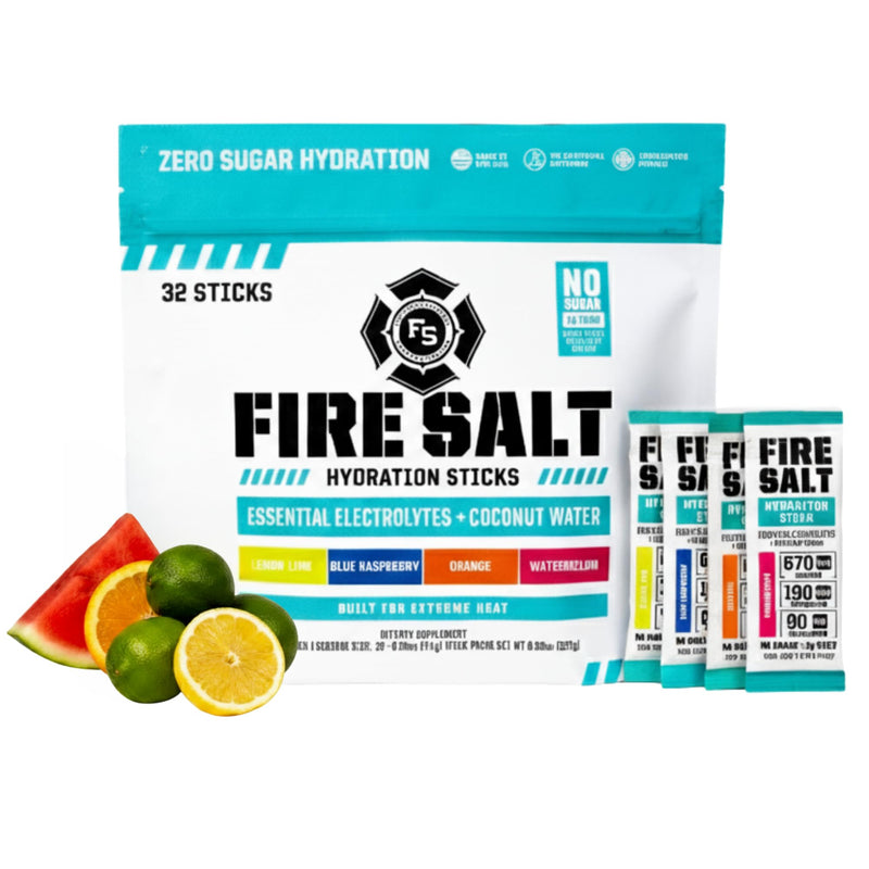 [Australia] - Fire Science Fire Salt Hydration Sticks, Electrolytes & Coconut Water, Hydration Drink Mix with Magnesium, Potassium & Sodium, Zero Sugar, Single Serve On The Go Packs, Variety Pack Flavors, 32 Count Classic Variety Pack 