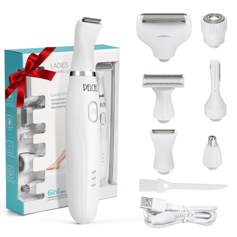 [Australia] - PELCAS Bikini Trimmer for Women Kit 6 in 1 Electric Shaver, Cordless Razors, Nose Hair Trimmer, Shaver for Women & Men Pubic Hair, Private Area, Legs, Face, Nose, Eyebrow, Body Hair Removal 