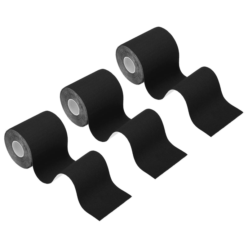 [Australia] - PATIKIL 5.5 Yard x 3 Inch Kinesiology Tape, 3 Roll Adhesive Cotton Sports Muscle Support Tapes Waterproof Elastic Tape for Knee Ankle Wrist Shoulder, Black 
