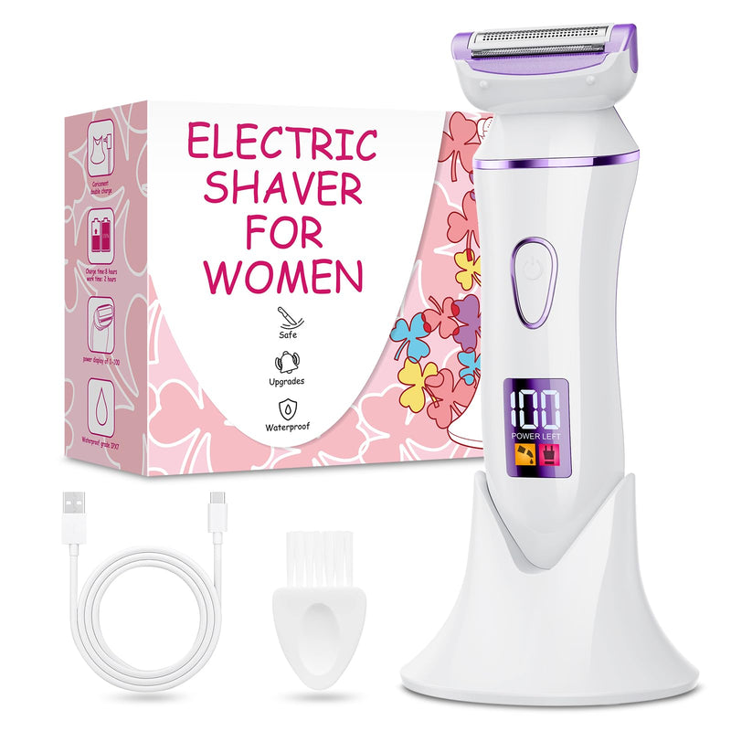 [Australia] - Electric Shaver for Women, Gifts for Women, Electric Razor for Womens, Rechargeable Wet DryLady Hair Remover,IPX7 Waterproof, Shaver for Legs (Purple) 
