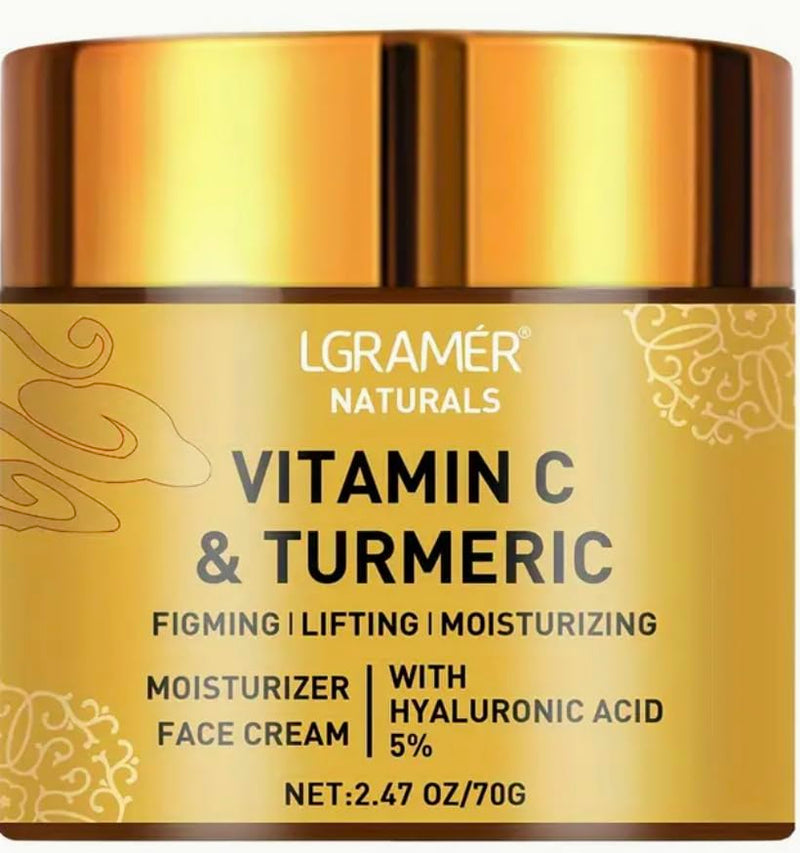 Naturals Vitamin C & Turmeric Face Cream, 2.47 oz, Firming Moisturizer with 5% Hyaluronic Acid