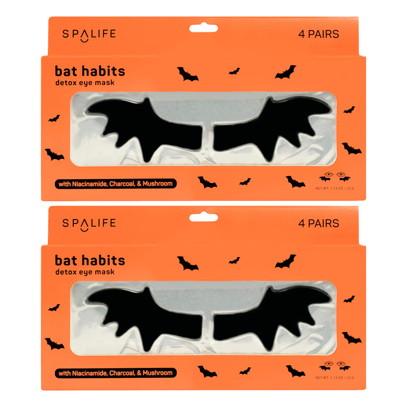 [Australia] - SpaLife Beauty Halloween Hydrogel Under Eye Patches | Eye Patches for Dark Circles | Halloween Gifts for Women | Cooling Undereye Patches for Puffy Eyes with Niacinamide, Charcoal & Tremella | 8 Pairs Hydrogel Undereye Masks | Bat Wings 
