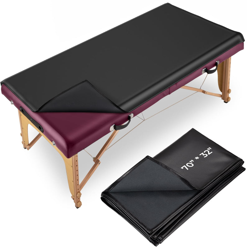[Australia] - Noverlife 70x32in Massage Table Cover Protector, PU Leather Lash Bed Cover Reusable&Wipeable Esthetician Bed Covers Massage Beds Covers, Replacement Wax Mat for Beauty Salon Spa Tattoo - Black 