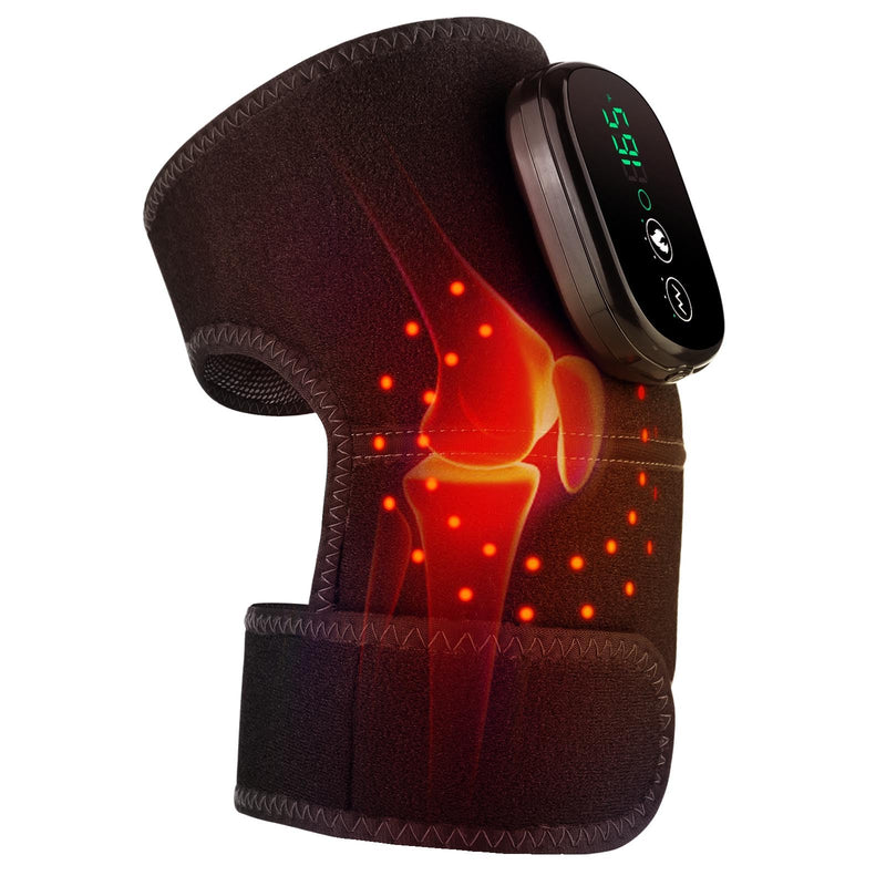 Knee Massager with Heat and Red Light, Knee Massager - Knee Heating Pad, Heated Knee Brace with 3 Heat & 3 Vibration, 5000 mAh, 1 Packs Black 1