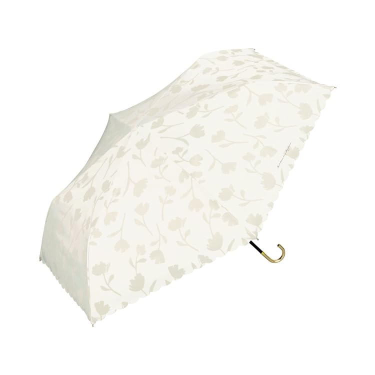 Flower Shadow Mini Foldable White Umbrella – UV Protection, Stylish & Elegant Sun & Rain Umbrella with Gold Handle