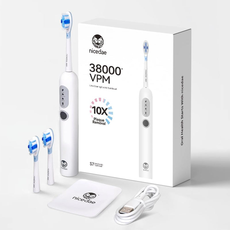 [Australia] - UltraSonic Pro Whitening Toothbrush – 37,200/Min Vibrations, 180-Day Battery, 2 Brush Heads & Travel-Friendly – Dentist-Recommended Deep Clean White 