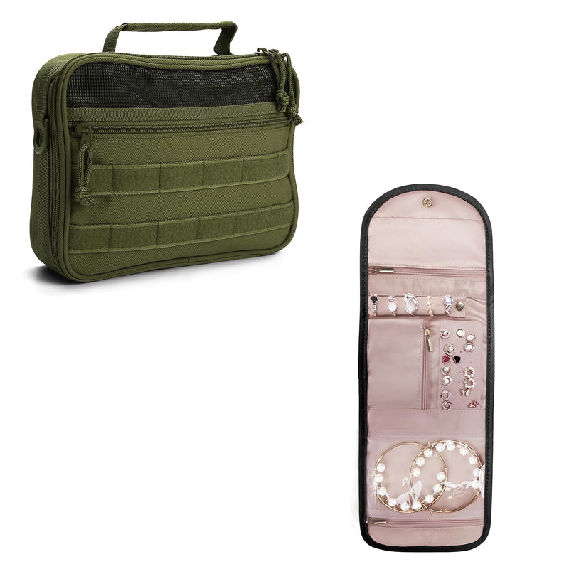 SMONT Buy Army Green Toiletry Bag and Black Jewelry Organizer Combo