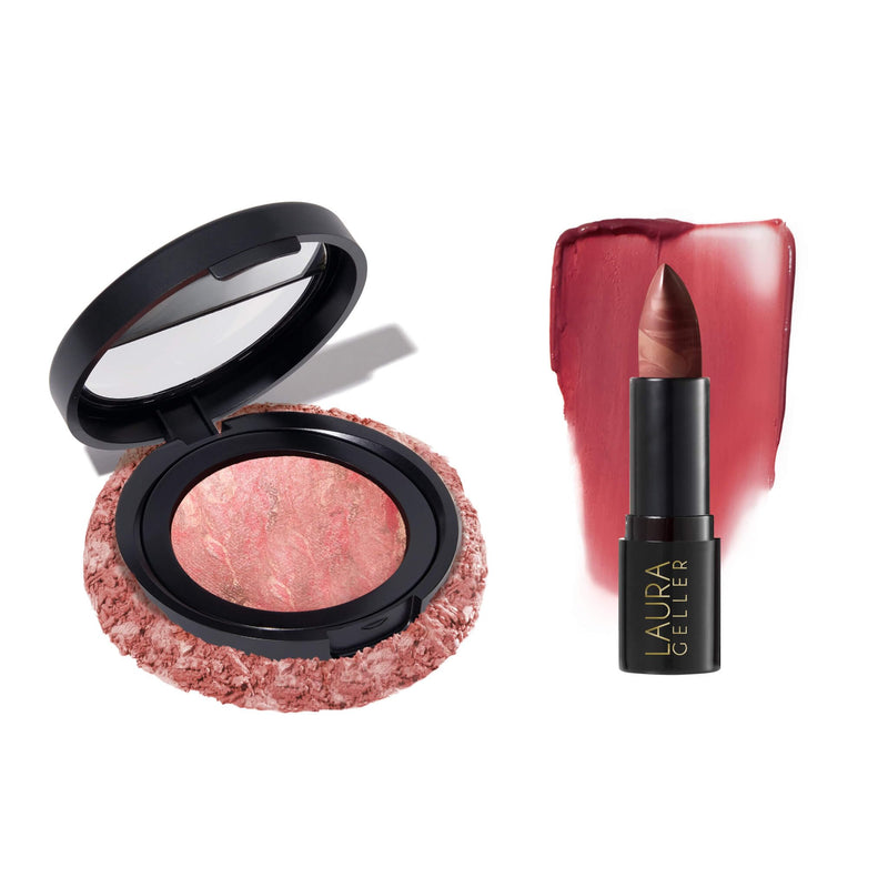 [Australia] - LAURA GELLER NEW YORK It's a Pink Thing Marbleized Makeup Collection - Limited Edition Blush & Lipstick Gift Set - Marbleized Baked Blush & Hydrating Lipstick - Perfect for Mother's Day Gifting 