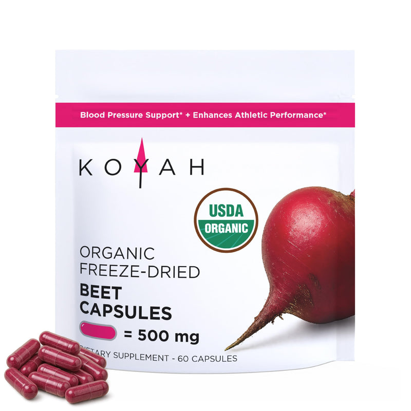 [Australia] - KOYAH Organic Beet Capsules ‚Äì Freeze-Dried Whole Beet Root ‚Äì 500 mg Powder per Capsule (Equivalent to 4,000 mg Fresh Beets) ‚Äì Supports Blood Pressure & Athletic Performance 
