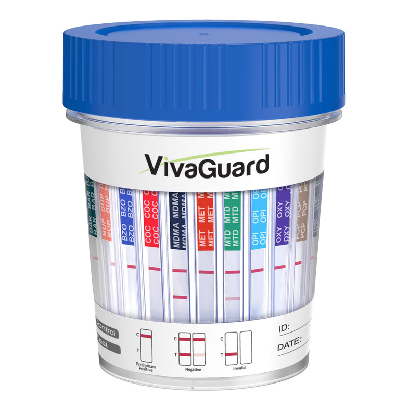 VivaGuard 15 Panel Multi-Drug Test Kit,at Home Drug Test Cup for All Drugs,Home Use Drug Test Kit Screening Cups for Urine,(AMP,BAR,BUP,BZO,COC,MDMA,MET,MOP丨OPI,MTD,OXY,PCP,THC,PPX,TCA,EDDP)-[2 Pack] 15 panel x 2