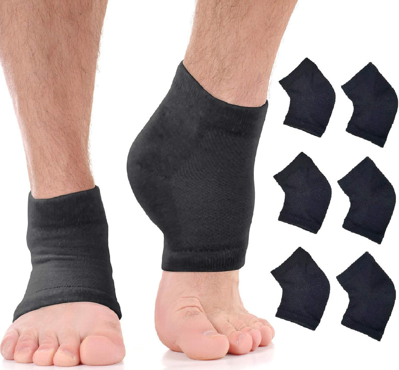 [Australia] - Moisturizing Socks for Men | Cracked Heel Treatment with Aloe Vera | Moisturizer Foot Callus Remover | Aloe Socks for Cracked Heels & Dry Cracked Feet | Lotion Infused Gel Heel Socks (Large - 3 Pairs) Black - 3 Pairs Large 