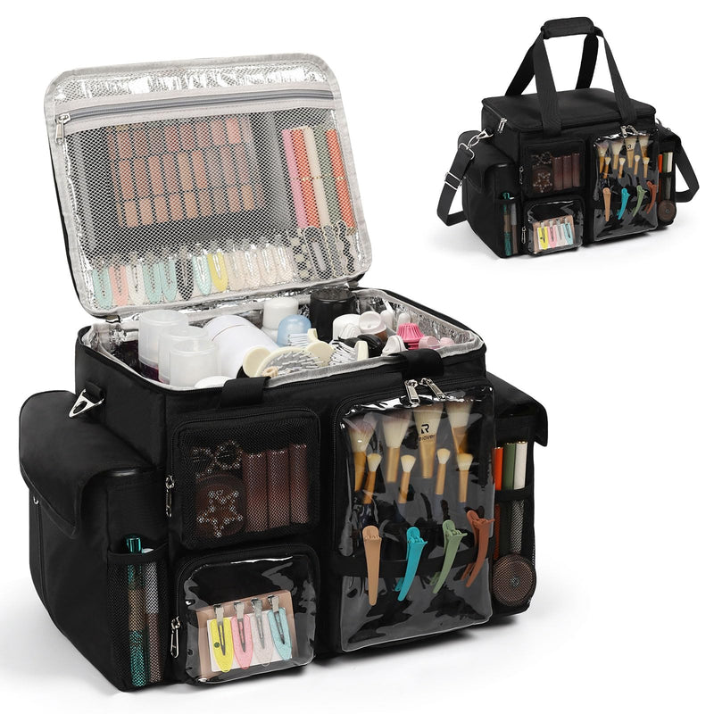 Large Hairstylist Traveling Bag, Hair Tool Organizer with Removeable Dividers, Hairdresser Hair Tools Travel Bag with Multi Pockets, Professional Makeup Artist Bag with Shoulder Strap Large(16.1x10.6x11in)