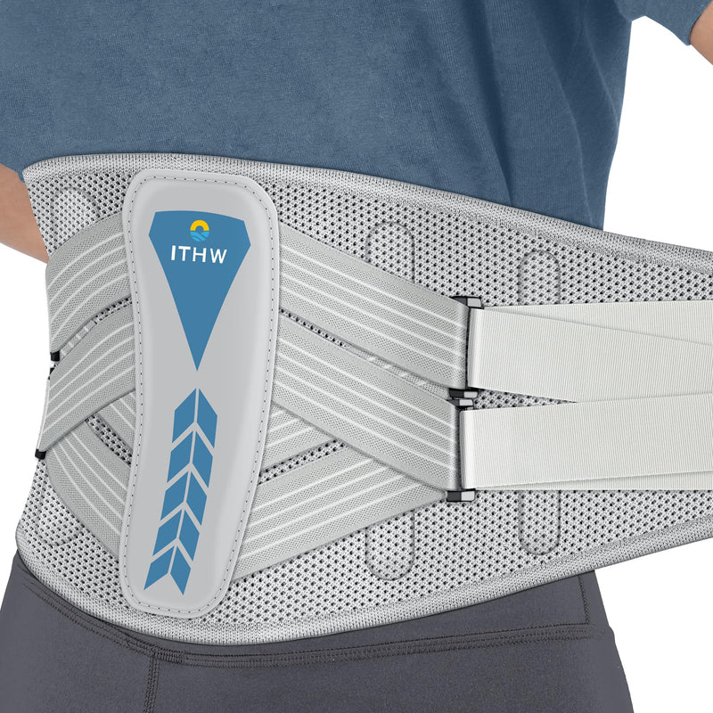 [Australia] - Back Brace for Lower Back Pain Relief, Adjustable Back Support Brace for Men and Women, Lower Back Brace with 7X Support System for Sciatica, Herniated Disc, Scoliosis (Medium) Medium Gray 
