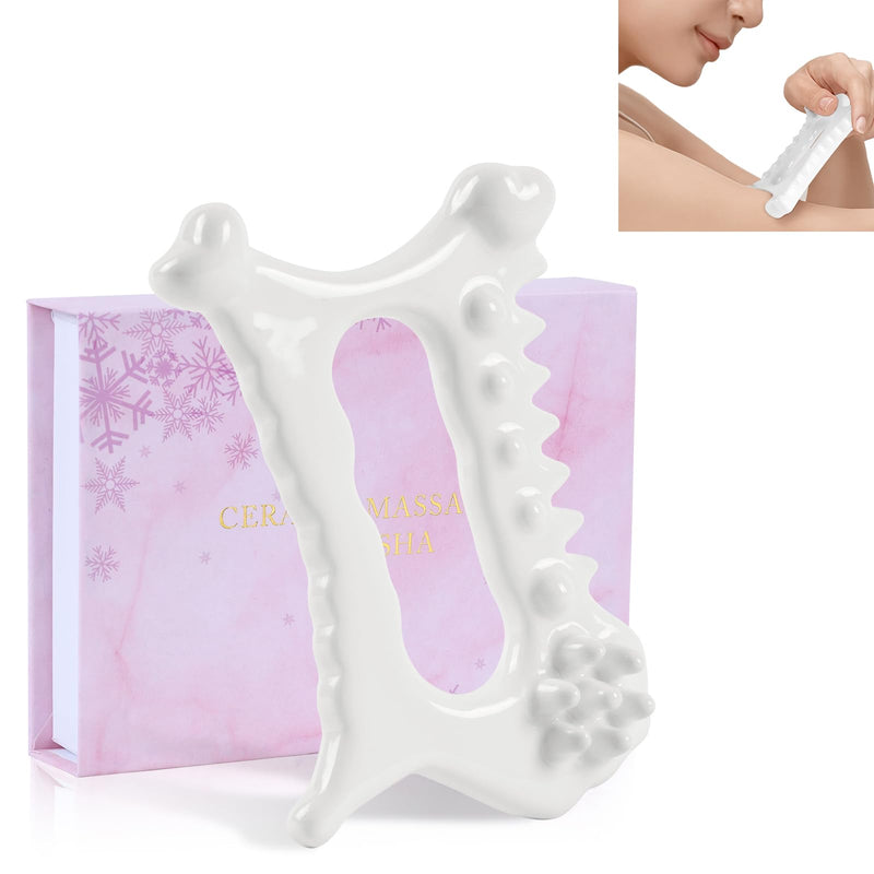 9 in 1 Ceramic Body Gua Sha Facial Tool, Face & Body Gua Sha Massage Tools, Premium Korean Guasha Board for Face Lift, Muscle Relief, Skin Care
