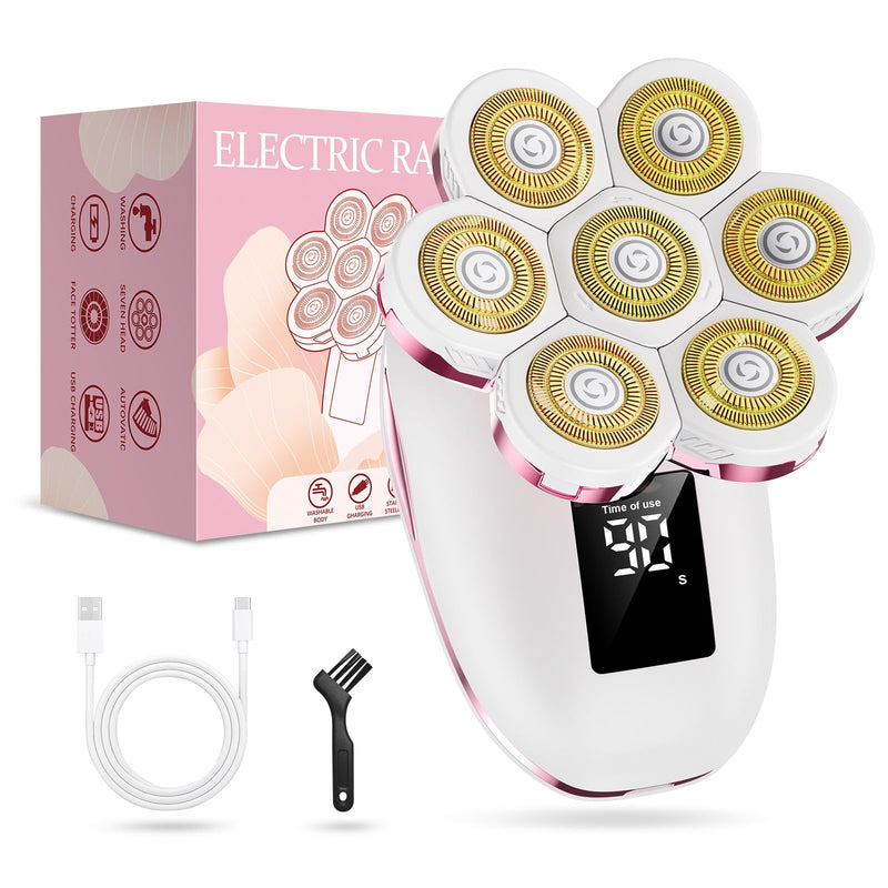 [Australia] - Electric Razors for Women,7D Gifts for Women,Cordless Electric Shaver with Detachable Head Wet/Dry Facial Hair Remover for Legs Painless Water Resistant (Pink) Pink 