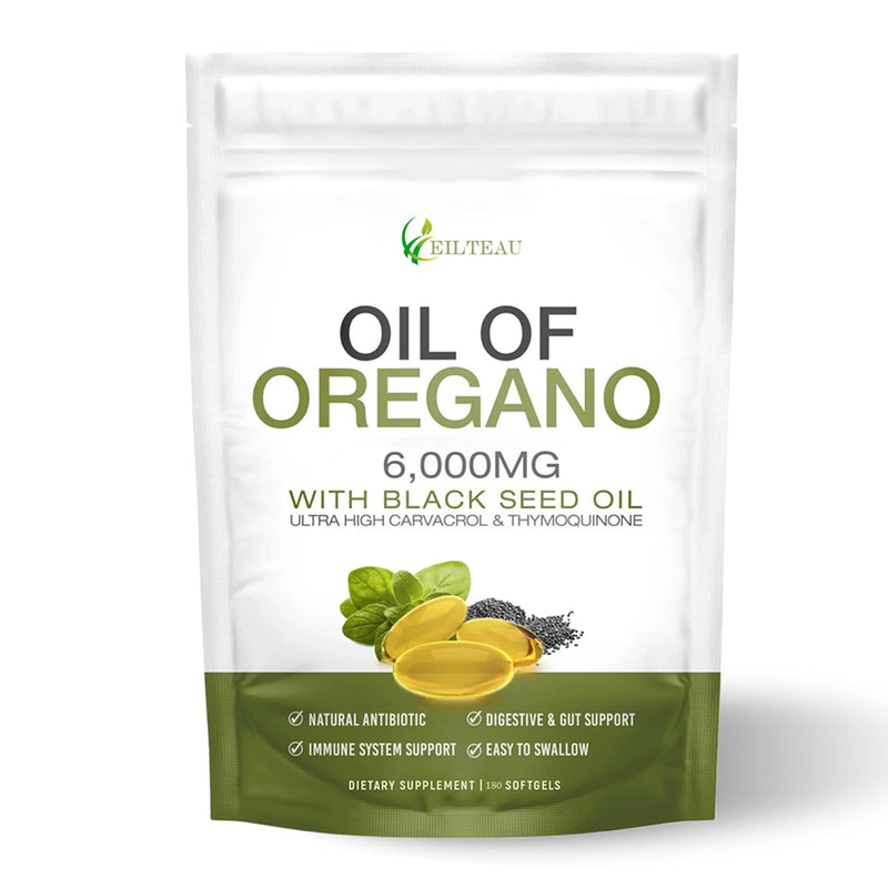 [Australia] - Oil of Oregano with Black Seed Oil,6000mg Oregano Oil Capsules,Non-GMO,Gluten Free,Antioxidant & Immune Support (1) 1 