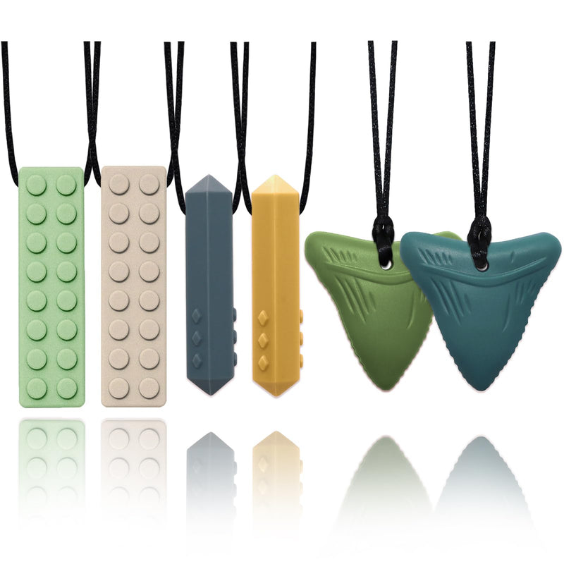 [Australia] - Chew Necklaces for Sensory Kids, 6 Pack Sensory Chew Necklaces for Boys and Girls with Autism, ADHD, SPD, Chewing (Morandi) 