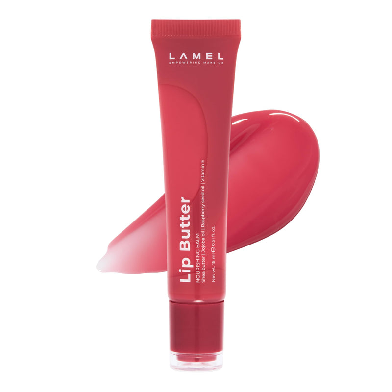 Lamel Nourishing Lip Butter – Lip Balm with Natural Pink Tint (Pinkish) | Hydrating Formula with Cocoa Butter & Vitamin E – Sheer Pink Tint, Moisturizing, Glossy Natural, Non-Sticky – 0.5 fl.oz 01 Pinkish