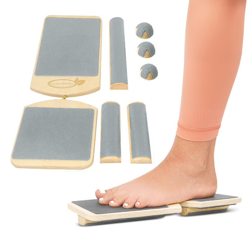 [Australia] - Single Leg Footboard Pro Kit - Ankle & Foot Exerciser Strengthener, Physical Therapy for Sprained Ankles, Foot Stretcher for Plantar Fasciitis Gray - Pro kit 