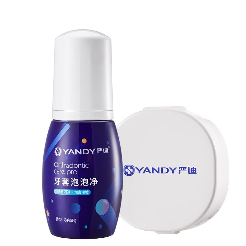 YANDY Braces Cleaning Foam,Cleaner Compatible Invisible and All Clear Aligners & Retainers,Fights Bad Breath,Comes with soaking box-70ml