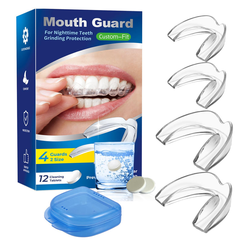 Mouth Guard for Grinding Teeth at Night with 12 Cleaning Tablets