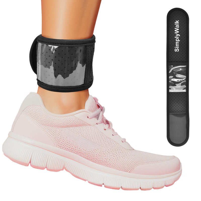 [Australia] - Ankle Band(Size X-Large) for Large Fitness Pedometer, (Counter NOT Included) Soft Wear Ankle Band with Transparent Pouch for Step Counter (Pedometer Not Included) (Black) 