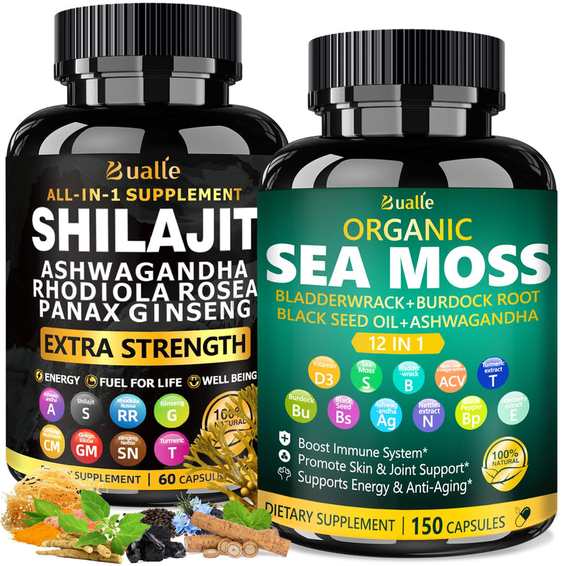 [Australia] - Organic Sea Moss for Women & Shilajit for Men,Ashwagandha Supplement with Black Seed Oil, Maca & Ginger, Supports Daily Wellness, Skin & Energy‚Äì120 Vegan Capsules ‚Äì Organic Herbal Complex 120 Count (Pack of 1) Sea Moss Shilajit 