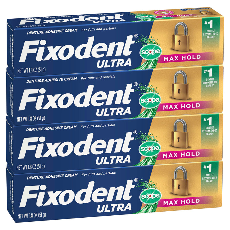 [Australia] - Ultra Max Hold Plus Scope Secure Denture Adhesive for Full and Partial Denture Wearers, 1.8oz 4 Pack 