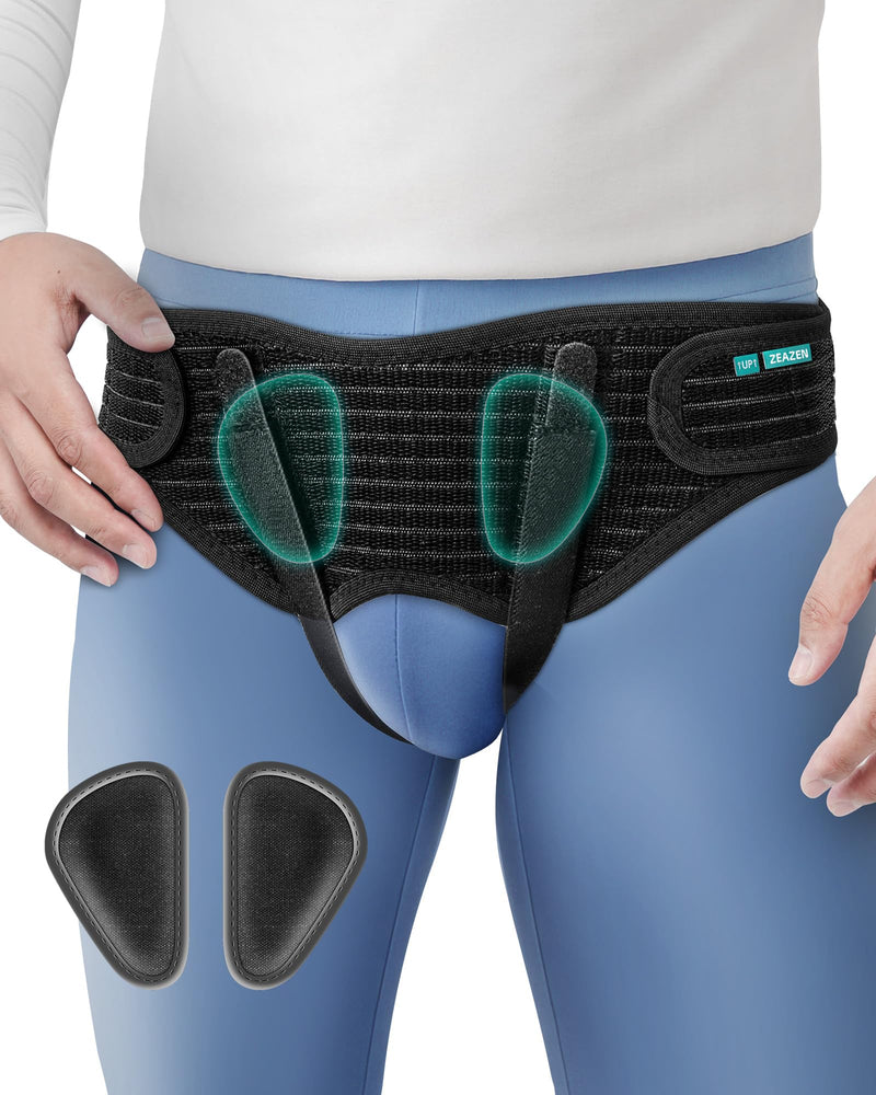 Large Hernia Support Belt for Men – Adjustable Groin Brace for Inguinal Hernia Relief, Breathable Compression, Discreet Daily Wear for Post Surgery Recovery (Black, Large) Black