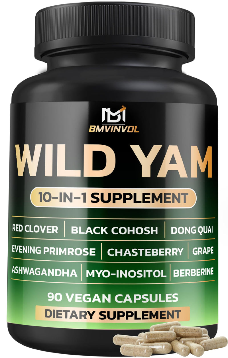 [Australia] - Wild Yam Supplement | Red Clover, Black Cohosh, Evening Primrose, Berberine, Myo-Inositol - Hormone Balance for Women [ 90 Capsules] 