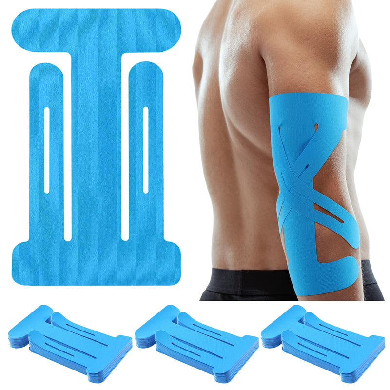 30 Count Kinesiology Tape for Elbow Pre Cut Waterproof Elbow Tape Original Cotton Athletic Latex Free Relief Muscle Support Pain for Sports and Long Lasting Support(Blue) Blue