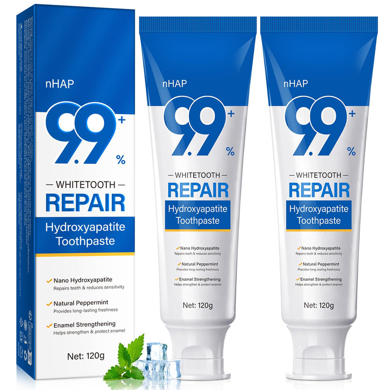 [Australia] - 9.9%Hydroxyapatite Toothpaste for Enamel Protection and Tooth Strengthening, Hidroxiapatita Toothpaste Whittooth and Repairs Teeth, Reduces Sensitivity, Natural Peppermint Fresh Breath for Oral Health 2 
